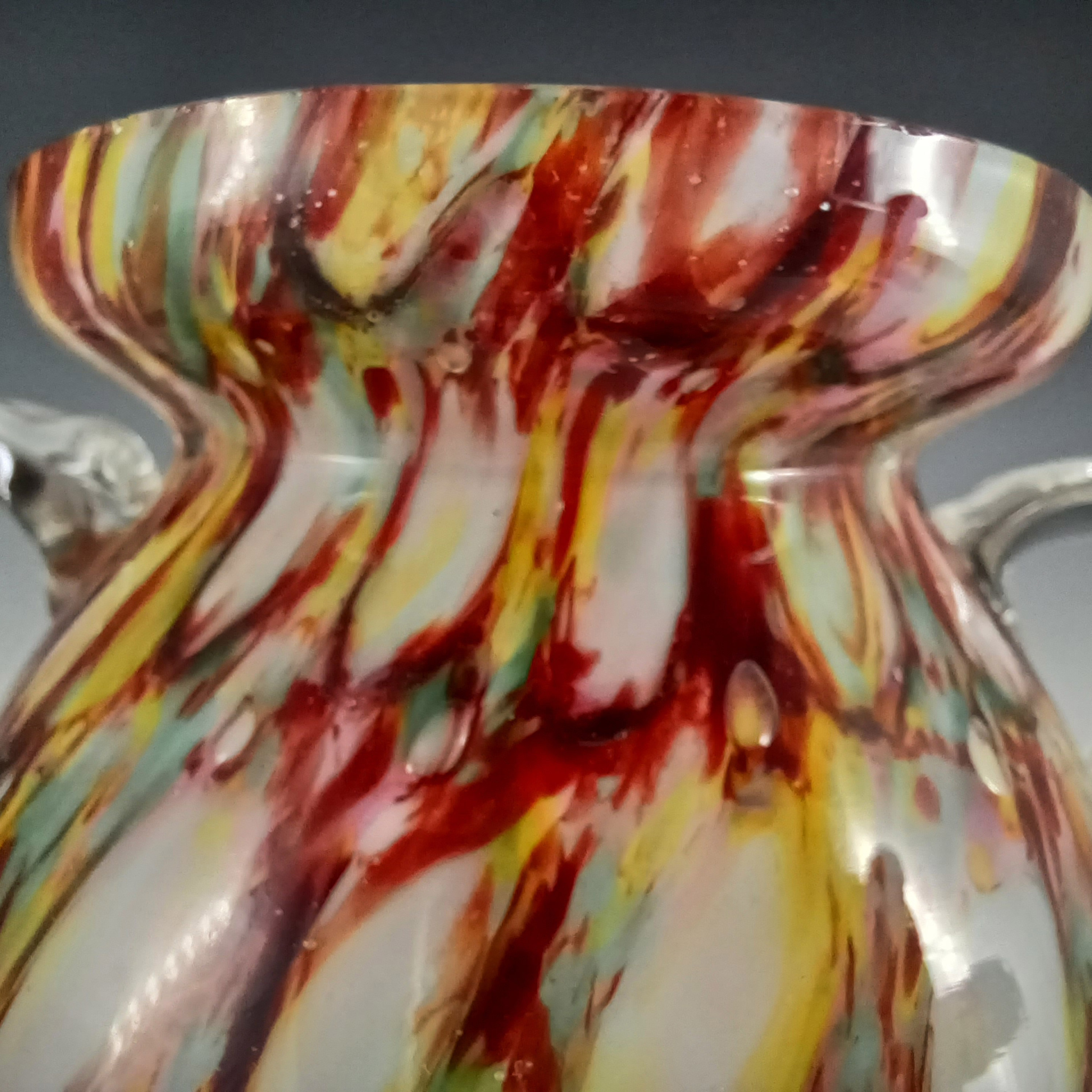 (image for) Welz Czech Honeycomb Spatter Glass Trophy Vase - Click Image to Close