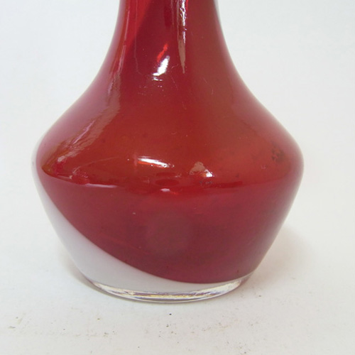 (image for) Japanese Red & White Vintage Glass Bud Vase - Click Image to Close