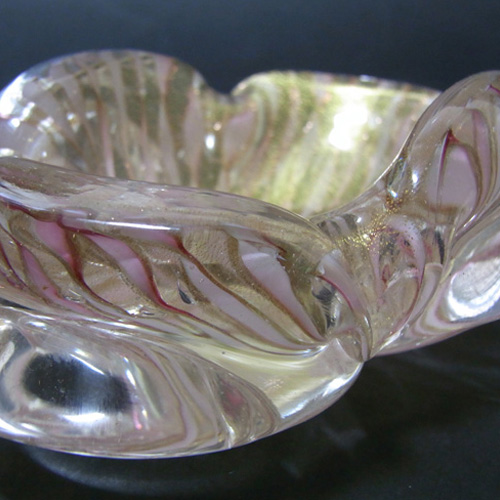 Alberto Toso Filigree/Gold Leaf Glass Bowl - Labelled - Click Image to Close
