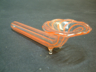 Lauscha German Red Striped Lampworked Glass Knife Rest - Click Image to Close