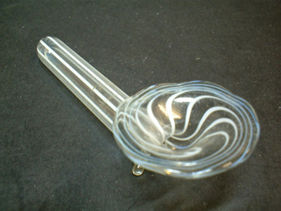 Lauscha German White Striped Lampworked Glass Knife Rest - Click Image to Close