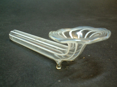 (image for) Lauscha German White Striped Lampworked Glass Knife Rest - Click Image to Close