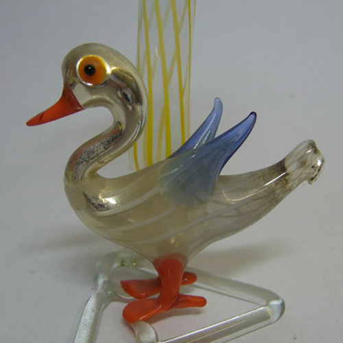 Vintage Yellow Lampworked Glass Duck Vase - Click Image to Close