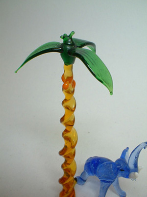 (image for) Pirelli Glass Ltd Elephant/Palm Tree Sculpture - Click Image to Close