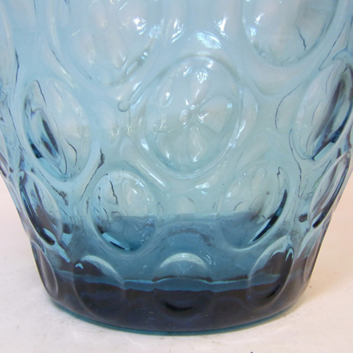 Borske Sklo 1950's Blue Glass Optical 'Olives' Vase - Click Image to Close
