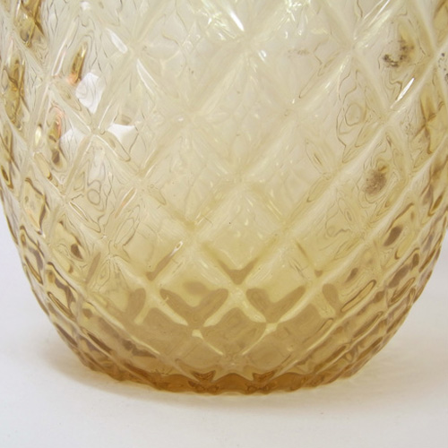 Borske Sklo 1950's Amber Bohemian Glass Optical Vase - Click Image to Close