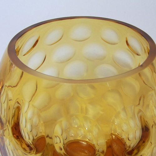 Borske Sklo 1950's Amber Glass Optical 'Olives' Vase - Click Image to Close