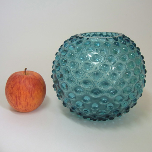 Borske Sklo 1950's Blue Glass Spherical 'Bobble' Vase - Click Image to Close