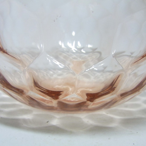 Borske Sklo 1950's Pink Glass Optical 'Honeycomb' Vase - Click Image to Close