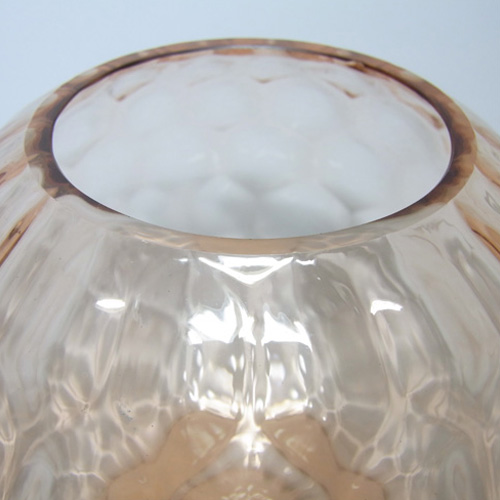 (image for) Borske Sklo 1950's Pink Glass Optical 'Honeycomb' Vase - Click Image to Close