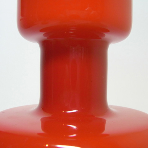Empoli 1970's Italian Red Cased Glass Hooped Vase - Click Image to Close