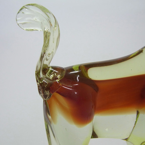 (image for) Murano/Sommerso Uranium Red Glass Bull Sculpture - Click Image to Close