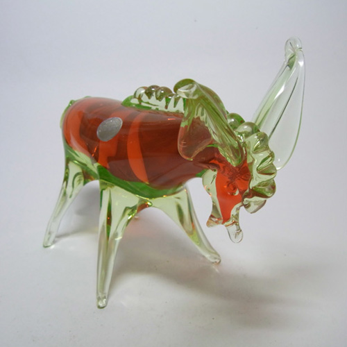 (image for) Murano/Sommerso Red + Uranium Glass Donkey Sculpture - Click Image to Close