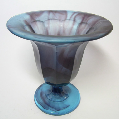 Davidson #293 Art Deco Purple/Blue Cloud Glass Vase - Click Image to Close