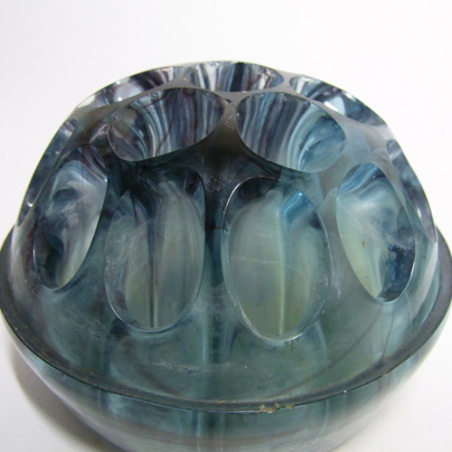 (image for) Davidson #1910BD Art Deco 1930's Blue Cloud Glass Bowl - Click Image to Close