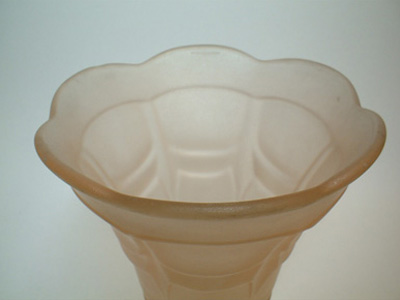Sowerby Art Deco 1930's Frosted Pink Glass Vase - Click Image to Close