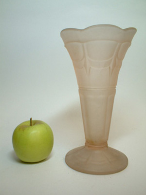 (image for) Sowerby Art Deco 1930's Frosted Pink Glass Vase - Click Image to Close