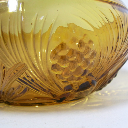 Jobling #5000 1930's Amber Art Deco Glass Fircone Bowl - Click Image to Close
