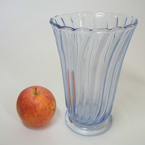 (image for) Bagley #3141 Art Deco Vintage Blue Glass 'Carnival' Vase - Click Image to Close