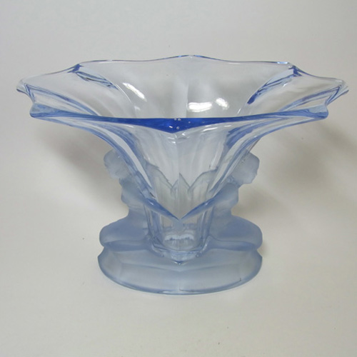 1930's Walther & Söhne Art Deco Blue Glass Windsor Vase - Click Image to Close