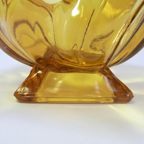 Bagley #3061 Art Deco Vintage Amber Glass 'Equinox' Posy Bowl - Click Image to Close