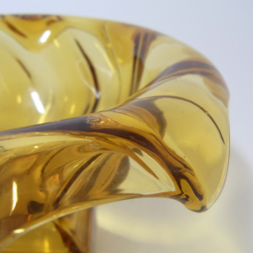 (image for) Bagley #3061 Art Deco Vintage Amber Glass 'Equinox' Posy Bowl - Click Image to Close