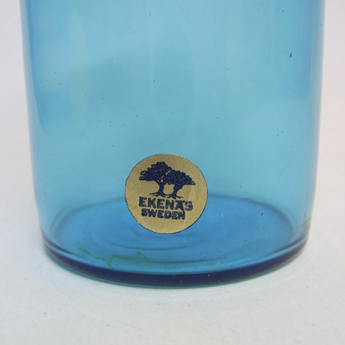 (image for) Ekenas Swedish/Scandinavian Blue Glass Vase Labelled - Click Image to Close