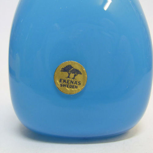 (image for) Ekenas Glasbruk Swedish Blue Cased Glass 6.5" Vase - Labelled - Click Image to Close