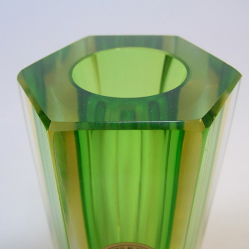 (image for) Bucella Cristalli Murano Faceted Green & Amber Sommerso Glass Vase - Click Image to Close