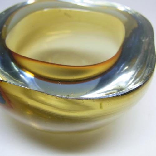 Murano Geode Amber & Clear Sommerso Glass Square Bowl - Click Image to Close