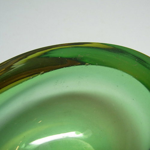 (image for) Murano Geode Green & Amber Sommerso Glass Teardrop Bowl - Click Image to Close