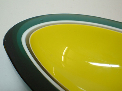 (image for) IVIMA Portugese Yellow, White & Green Glass Geode Bowl - Click Image to Close