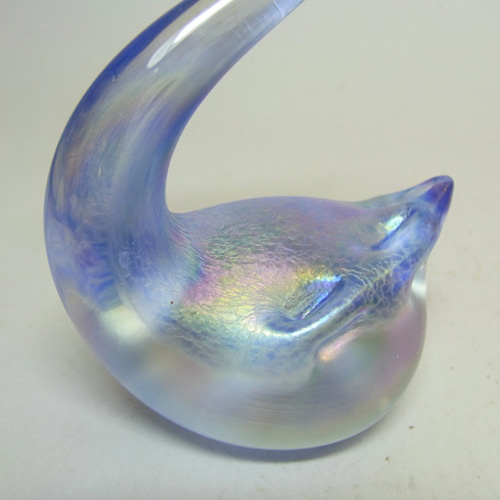 (image for) Heron Glass Blue Iridescent Swan Sculpture - Boxed - Click Image to Close