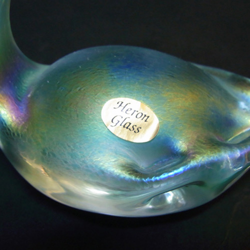 (image for) Beautiful Heron Glass Green Iridescent Swan Sculpture - Click Image to Close