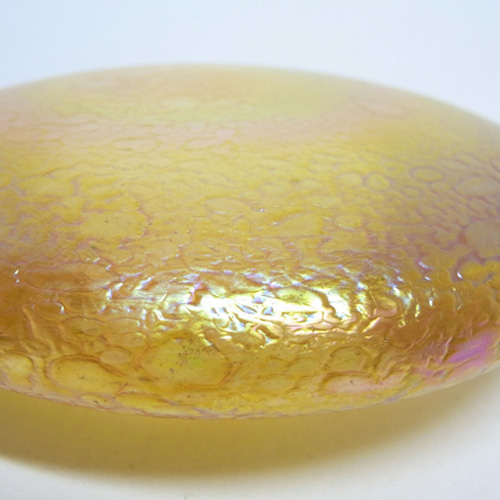 (image for) Heron Glass Amber Iridescent Pebble Paperweight - Click Image to Close