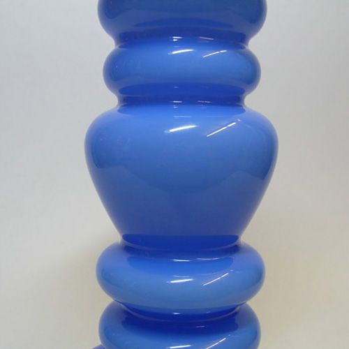 Japanese Blue Cased Hooped Glass Vase - Swedish Style - Click Image to Close