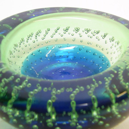 (image for) Galliano Ferro Murano Blue & Green Glass Bullicante Bowl - Click Image to Close