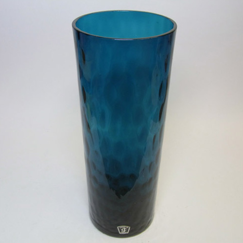 (image for) JC 1970's Scandinavian Blue Glass Cylindrical Vase - Click Image to Close