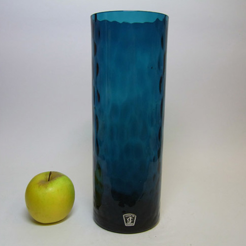 (image for) JC 1970's Scandinavian Blue Glass Cylindrical Vase - Click Image to Close