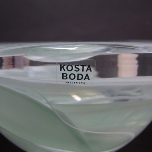 Kosta Boda White Glass Atoll Candle Holder/Bowl - Label - Click Image to Close