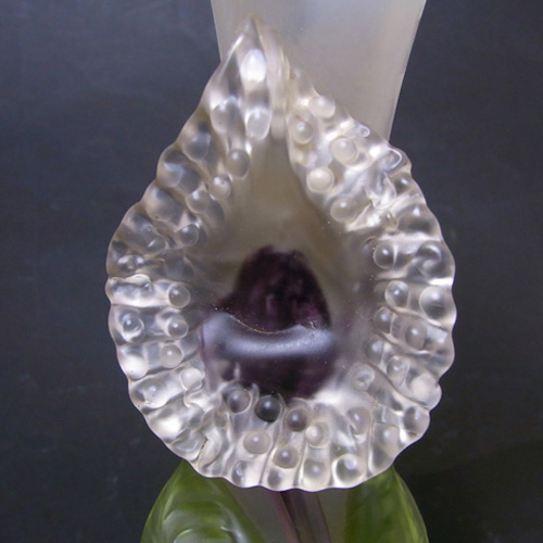 (image for) Art Nouveau 1900's Kralik Green/Purple/White Glass Vase - Click Image to Close