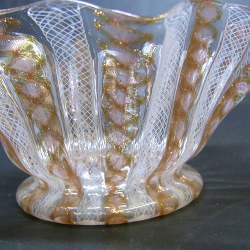 (image for) Salviati Zanfirico & Copper Aventurine Glass Bowl - Click Image to Close