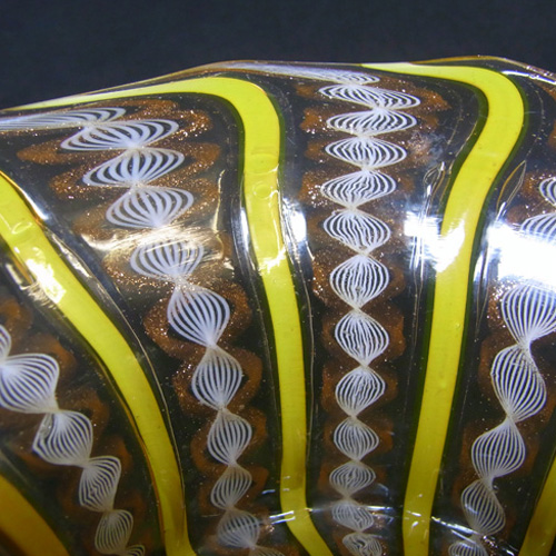 Salviati Latticino/Zanfirico & Aventurine Glass Bowl - Click Image to Close