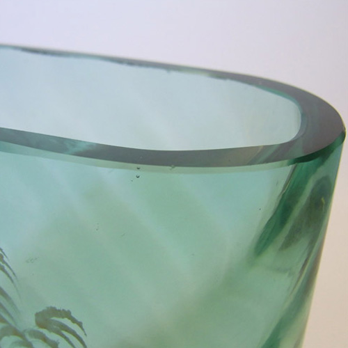 Mary Gregory Bohemian Uranium Glass Hand Enamelled Vase - Click Image to Close