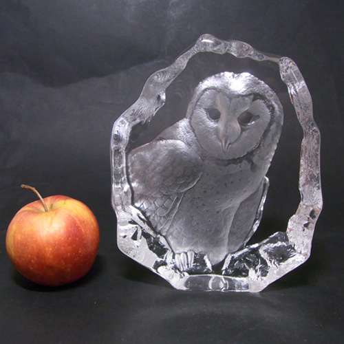Mats Jonasson #3538 Glass Paperweight Owl Sculpture - Signed - Click Image to Close