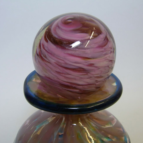 (image for) Mdina Trailed Maltese Pink & Blue Glass Decorative Bottle - Signed - Click Image to Close