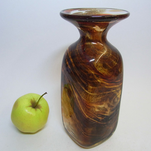 (image for) Mdina 'Tortoiseshell' Maltese Brown Glass Vase - Signed - Click Image to Close