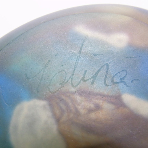 (image for) Mdina 'Tiger' Maltese Frosted Glass 'Lollipop' Vase - Signed - Click Image to Close