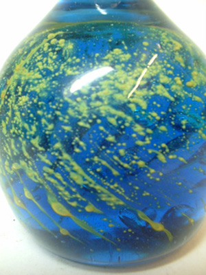 (image for) Mdina Maltese Blue & Yellow Glass Knob Paperweight - Click Image to Close