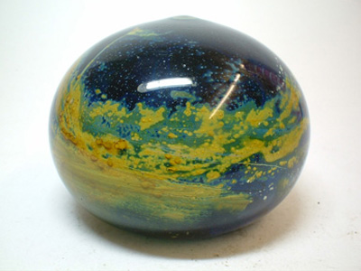 (image for) Mdina 'Blue Summer' Maltese Glass Paperweight - Click Image to Close